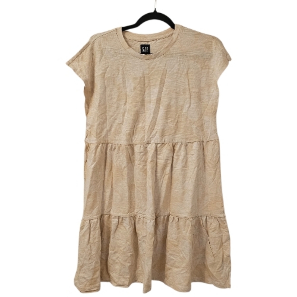 Gap Womens Cream Tiered Short-Sleeve Dress